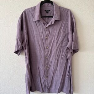 Van Heusen Button Down Shirt Mens XL Purple Short Sleeve Textured Casual